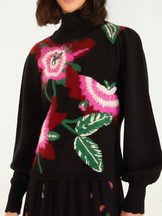 FARM Rio Sweaters - 🌸🩷FARM Rio Black Knit Sweater